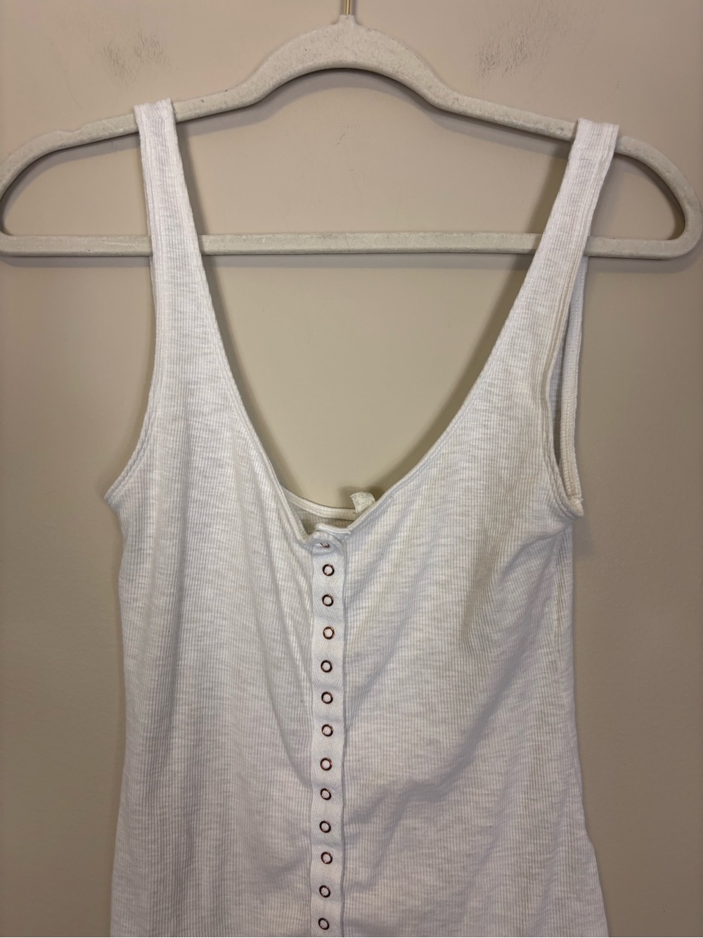 Free People White Ribbed Button-Front Tank Top Small - Picture 3 of 6
